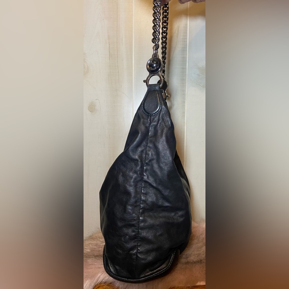 GUCCI black leather Hobo bag galaxy chain / with dustbag and Gucci cards - Picture 4 of 14